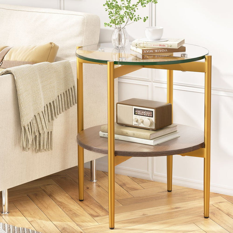 Artiss Coffee Table Side Table Laptop Desk Bedside Sofa Glass Table Metal Frame Payday Deals