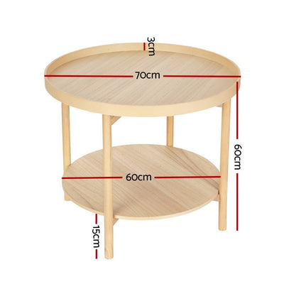Artiss Coffee Table Side Table Round 70CM Payday Deals