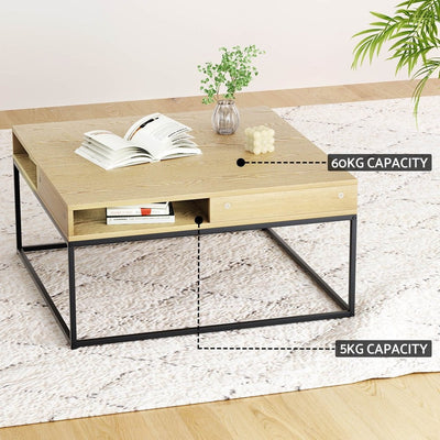 Artiss Coffee Table Storage Shelf Metal Frame Payday Deals