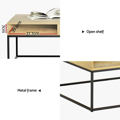 Artiss Coffee Table Storage Shelf Metal Frame Payday Deals