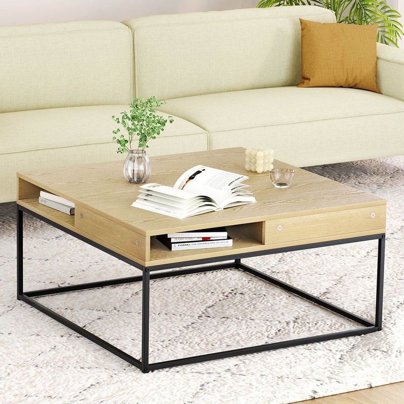 Artiss Coffee Table Storage Shelf Metal Frame Payday Deals