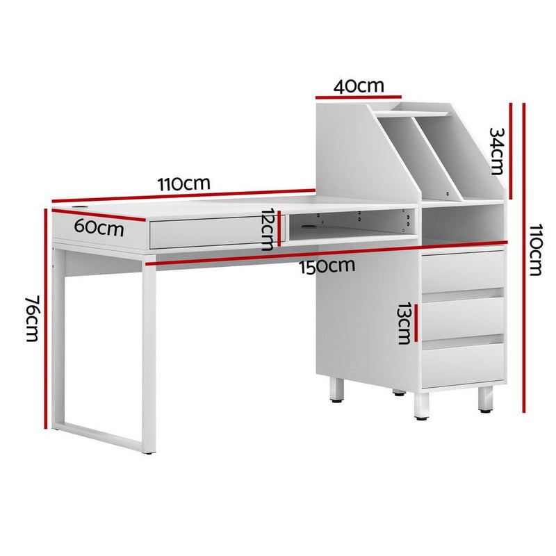 Artiss Computer Desk Office Study Desks Table Drawer Bookshelf Payday Deals