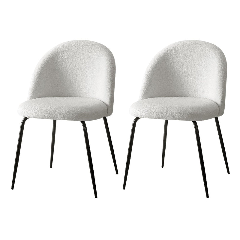 Artiss Dining Chairs Accent Chairs Armchair Kitchen Sherpa Boucle Chair White Payday Deals