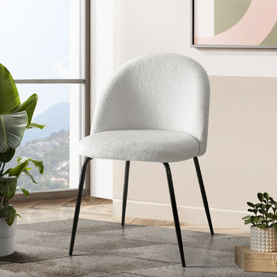 Artiss Dining Chairs Accent Chairs Armchair Kitchen Sherpa Boucle Chair White Payday Deals