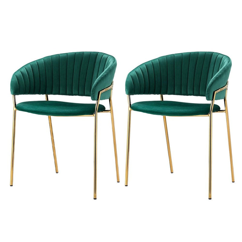 Artiss Dining Chairs Green Velvet Upholstered Set Of 2 Dalia Payday Deals