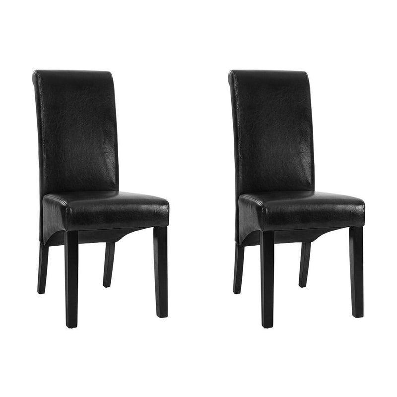 Artiss Dining Chairs Set of 2 Leather Parsons Chair Black Payday Deals