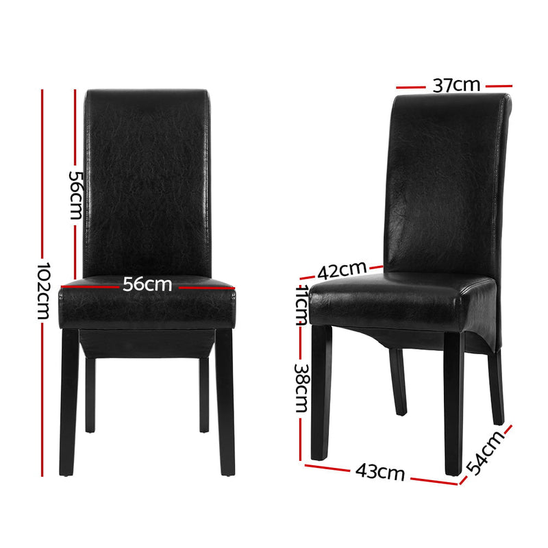 Artiss Dining Chairs Set of 2 Leather Parsons Chair Black Payday Deals