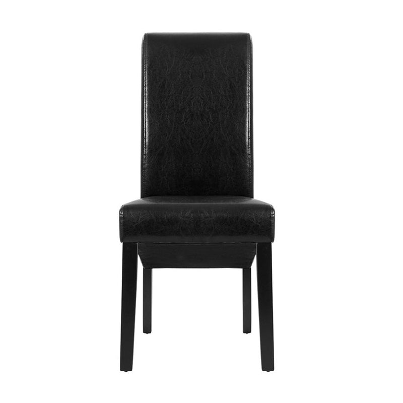 Artiss Dining Chairs Set of 2 Leather Parsons Chair Black Payday Deals