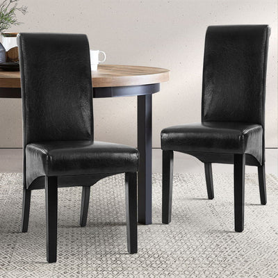 Artiss Dining Chairs Set of 2 Leather Parsons Chair Black Payday Deals