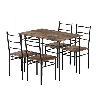 Artiss Dining Table and Chairs Set 5PCS Industrial Wooden Metal Desk Walnut Payday Deals