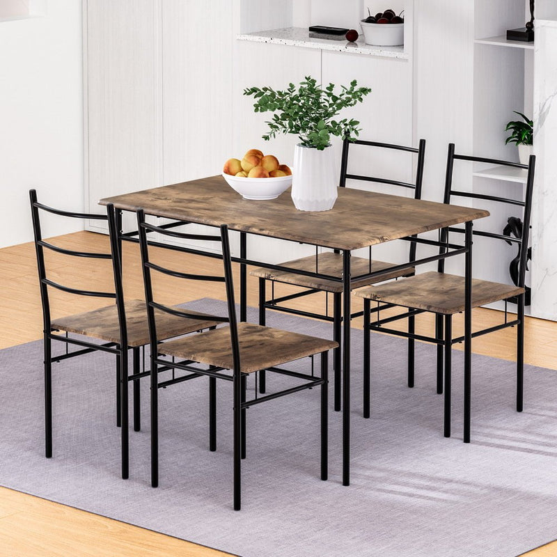 Artiss Dining Table and Chairs Set 5PCS Industrial Wooden Metal Desk Walnut Payday Deals
