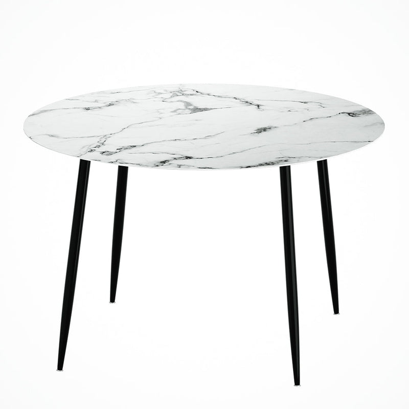 Artiss Dining Table Round Wooden Table With Marble Effect Metal Legs 110CM White Payday Deals