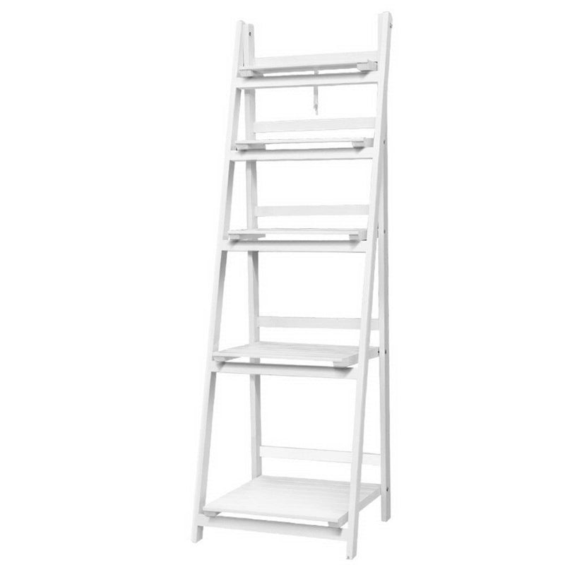 Artiss Display Shelf 5 Tier Wooden Ladder Stand Storage Book Shelves Rack White Payday Deals