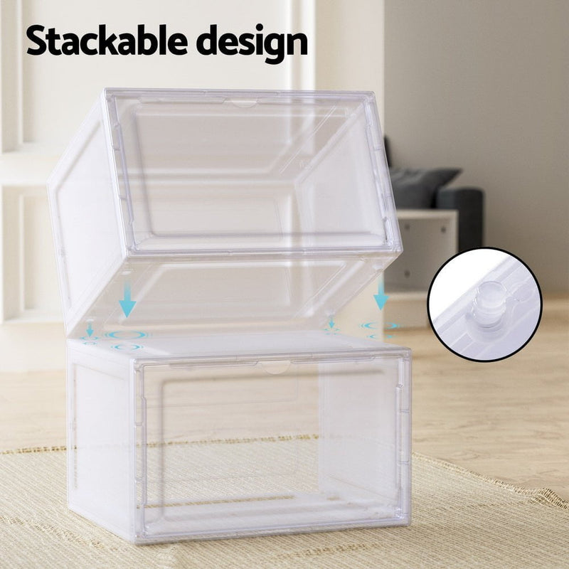 Artiss DIY Shoe Box Set of 2 Stackable Shoe Storage Case Magnetic Door Payday Deals