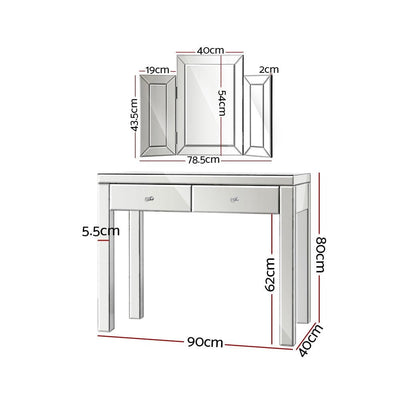 Artiss Dressing Table Set Console Table With Mirror Mirrored Furniture Dresser Payday Deals