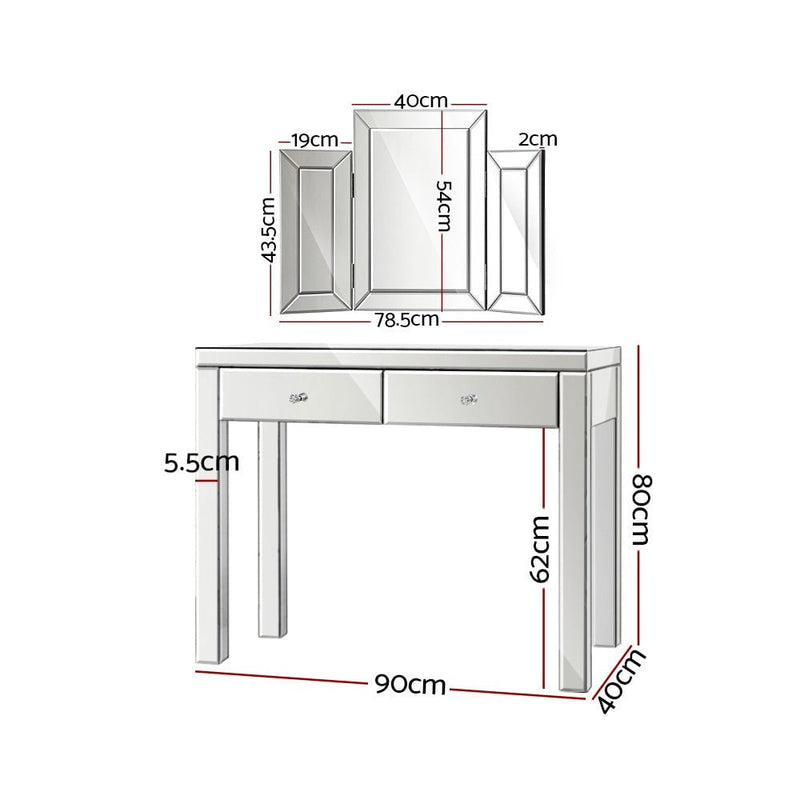 Artiss Dressing Table Set Console Table With Mirror Mirrored Furniture Dresser Payday Deals