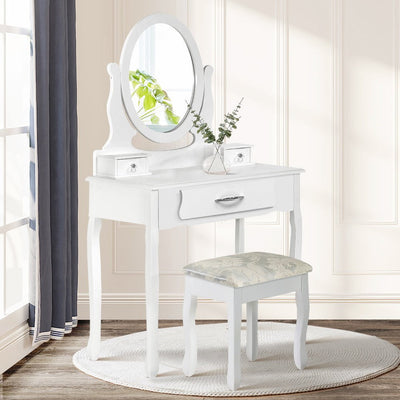 Artiss Dressing Table Stool Makeup Mirror Drawer White Jewellery Cabinet Payday Deals