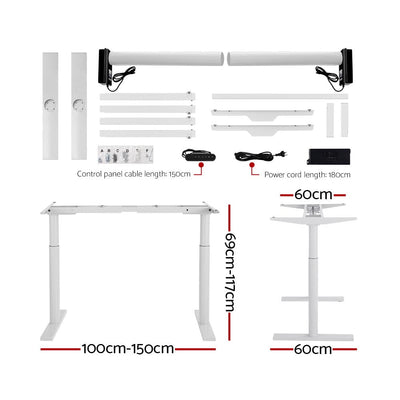 Artiss Electric Standing Desk Adjustable Sit Stand Desks White Black 140cm Payday Deals