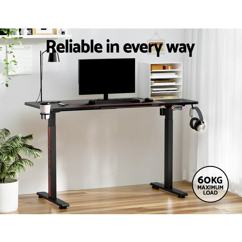 Artiss Electric Standing Desk Gaming Desks Sit Stand Table RGB Light Home Office Payday Deals