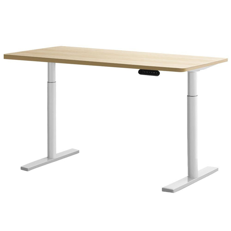 Artiss Electric Standing Desk Height Adjustable Sit Stand Desks White Oak Payday Deals