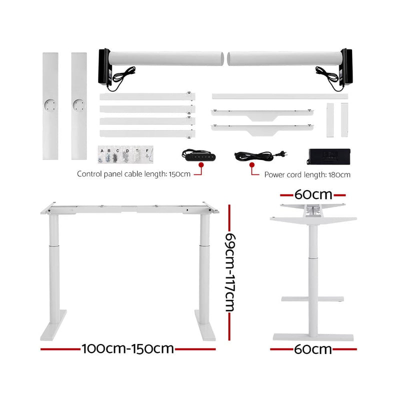 Artiss Electric Standing Desk Height Adjustable Sit Stand Desks White Oak Payday Deals