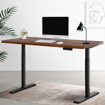 Artiss Electric Standing Desk Motorised Adjustable Sit Stand Desks Black Brown Payday Deals