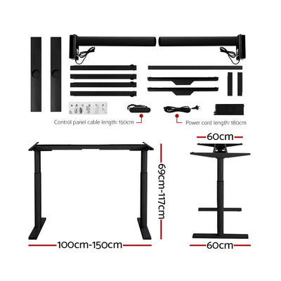 Artiss Electric Standing Desk Motorised Adjustable Sit Stand Desks Black Walnut Payday Deals