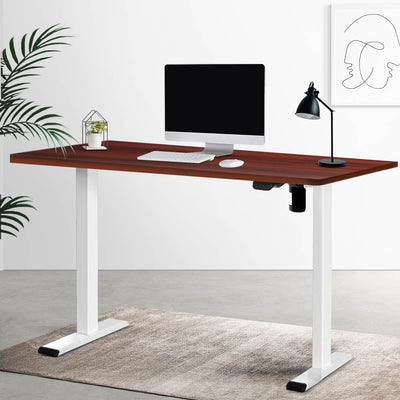 Artiss Electric Standing Desk Motorised Adjustable Sit Stand Desks White Walnut Payday Deals