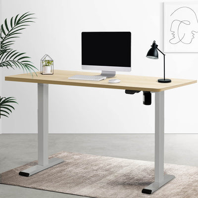 Artiss Electric Standing Desk Motorised Sit Stand Desks Table Grey Oak 140cm Payday Deals
