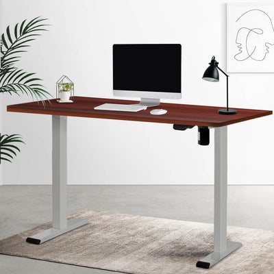 Artiss Electric Standing Desk Motorised Sit Stand Desks Table Grey Walnut 140cm Payday Deals