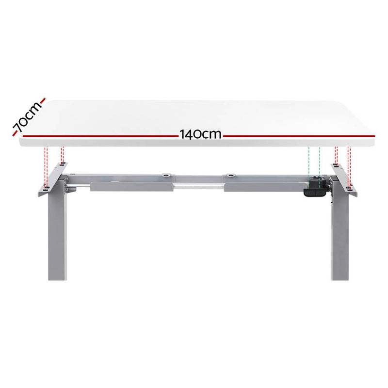 Artiss Electric Standing Desk Motorised Sit Stand Desks Table Grey White 140cm Payday Deals