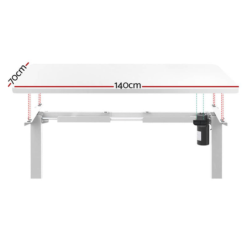 Artiss Electric Standing Desk Motorised Sit Stand Desks Table White 140cm Payday Deals