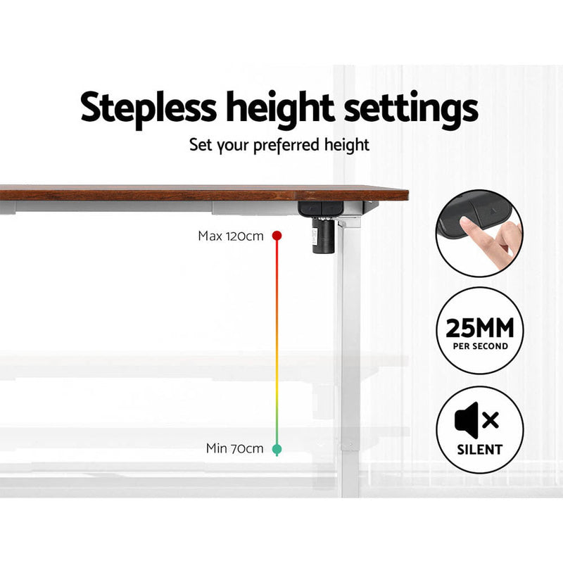 Artiss Electric Standing Desk Motorised Sit Stand Desks Table White Brown 140cm Payday Deals