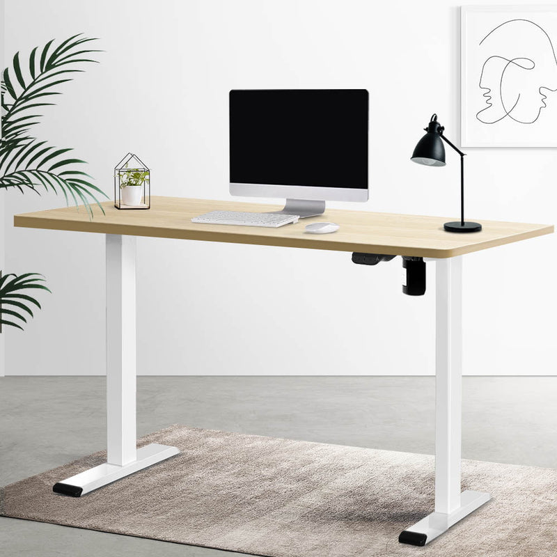 Artiss Electric Standing Desk Motorised Sit Stand Desks Table White Oak 140cm Payday Deals