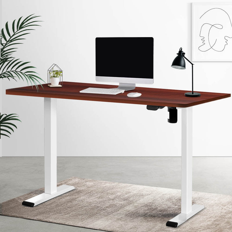 Artiss Electric Standing Desk Motorised Sit Stand Desks Table White Walnut 140cm Payday Deals