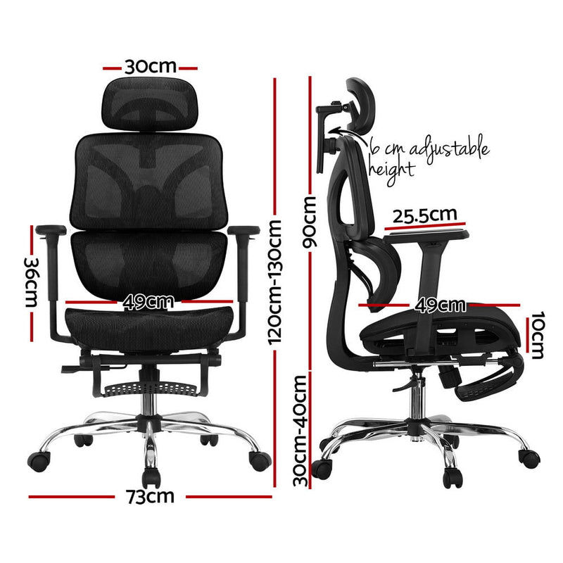 Artiss Ergonomic Office Chair Footrest Black Payday Deals