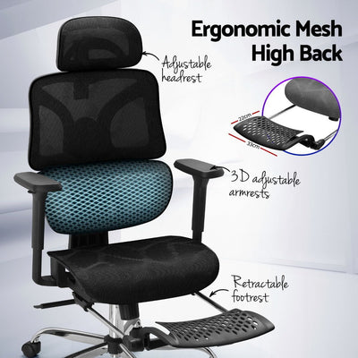 Artiss Ergonomic Office Chair Footrest Black Payday Deals