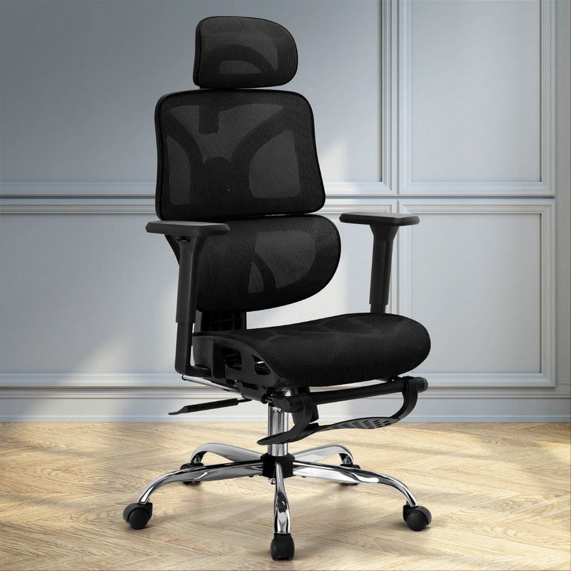 Artiss Ergonomic Office Chair Footrest Black Payday Deals