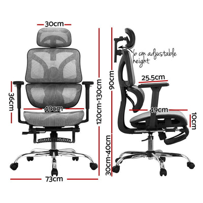 Artiss Ergonomic Office Chair Footrest Grey Payday Deals