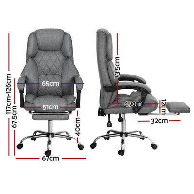 Artiss Executive Office Chair Fabric Footrest Grey Payday Deals