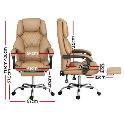 Artiss Executive Office Chair Leather Footrest Espresso Payday Deals