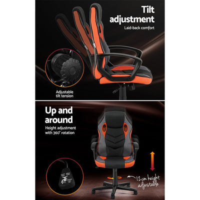 Artiss Gaming Office Chair Computer Executive Racing Chairs High Back Orange Payday Deals