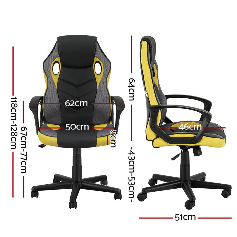 Artiss Gaming Office Chair Computer Executive Racing Chairs High Back Yellow Payday Deals