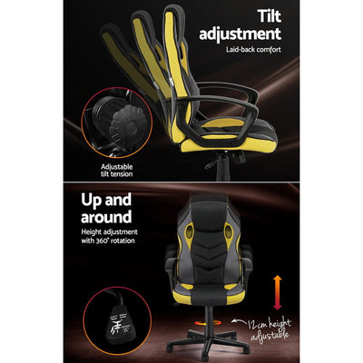 Artiss Gaming Office Chair Computer Executive Racing Chairs High Back Yellow Payday Deals