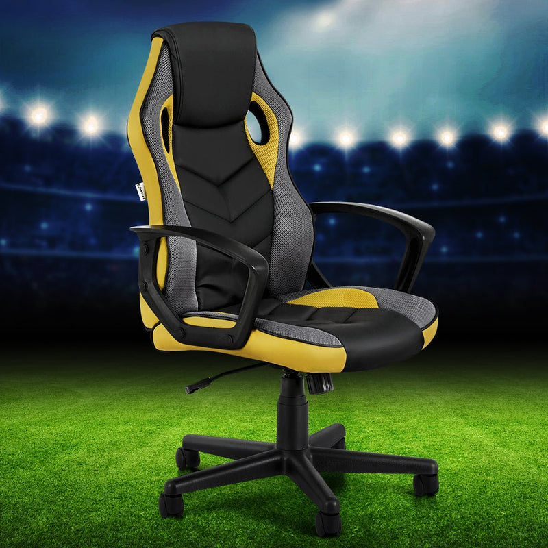 Artiss Gaming Office Chair Computer Executive Racing Chairs High Back Yellow Payday Deals