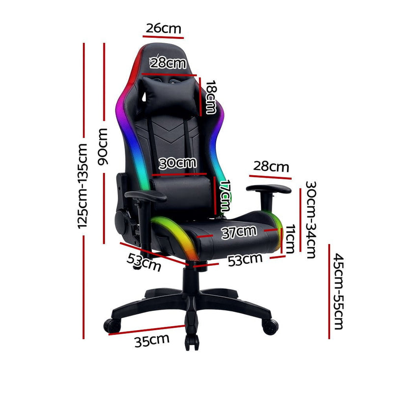 Artiss Gaming Office Chair RGB LED Lights Computer Desk Chair Home Work Chairs Payday Deals
