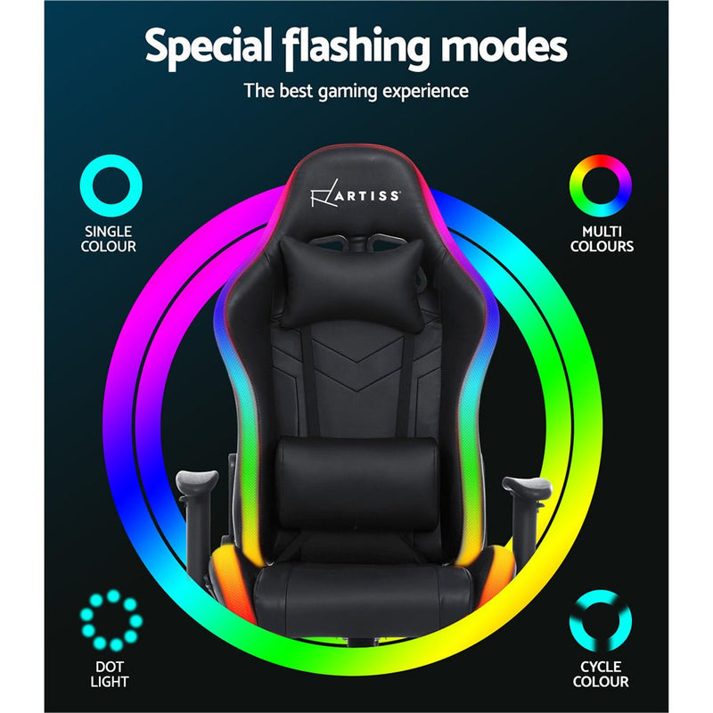 Artiss Gaming Office Chair RGB LED Lights Computer Desk Chair Home Work Chairs Payday Deals