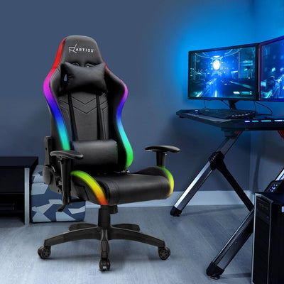 Artiss Gaming Office Chair RGB LED Lights Computer Desk Chair Home Work Chairs Payday Deals