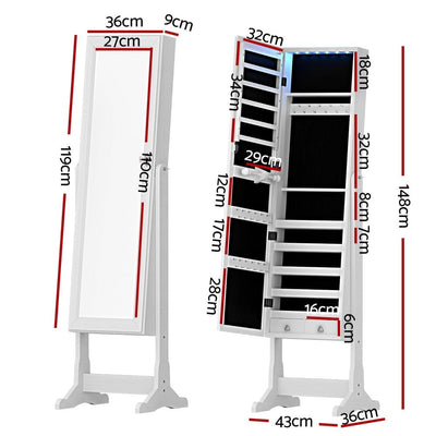 Artiss Jewellery Cabinet Mirror Free Standing Payday Deals