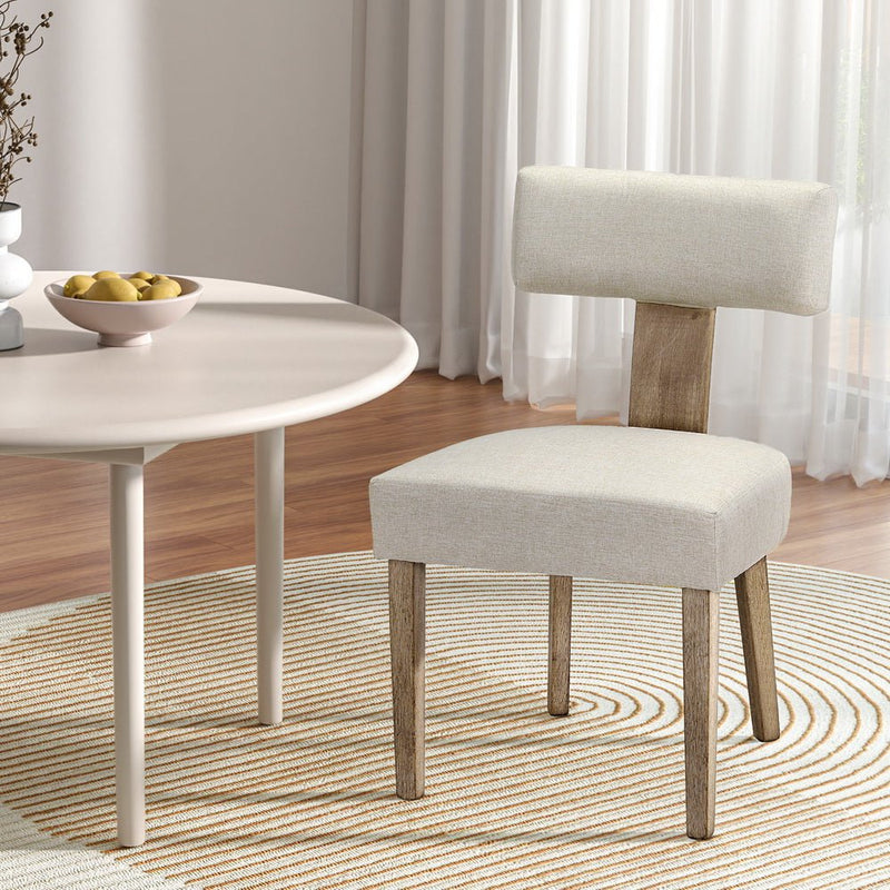 Artiss Milford Dining Chairs Beige Fabric Set of 2 Payday Deals
